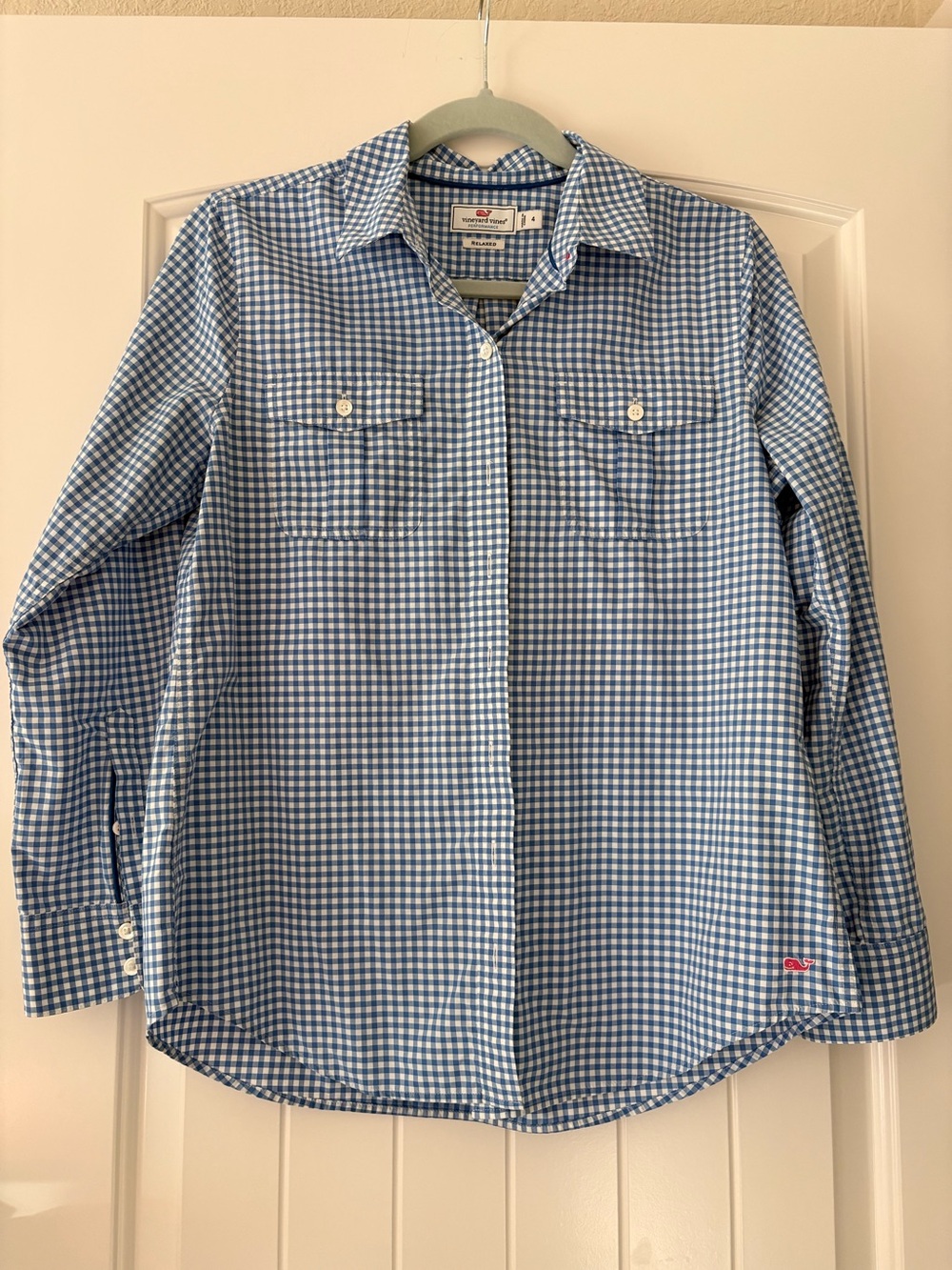 Vineyard Vines Blue and White Gingham Button-Down Shirt